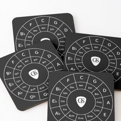 Circle Of Fifths - White Music Theory Graphic for Musicians Coasters (Set of 4) by guitarstreams