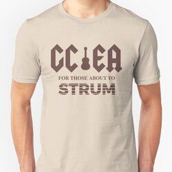 GCEA For Those About To Strum - Ukulele Rocker Design Cognac