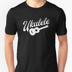 Ukulele Player Design White Retro Handwriting & Uke Drawing